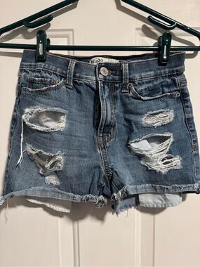 Mudd Distressed Light Blue Jean Shorts
